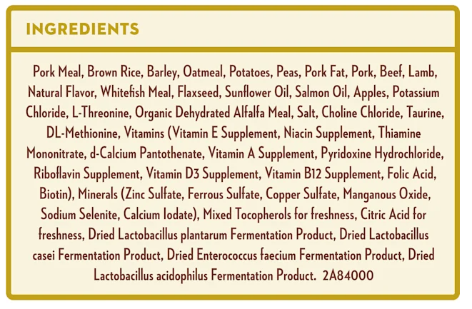 Grain Free Pork, Beef and Lamb